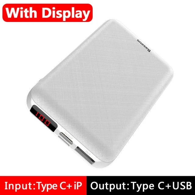 Baseus 10000mAh Mini Power Bank Portable Type C PD Charger 10000 mAh Powerbank For iPhone Xiaomi Mi 9 External Battery Poverbank