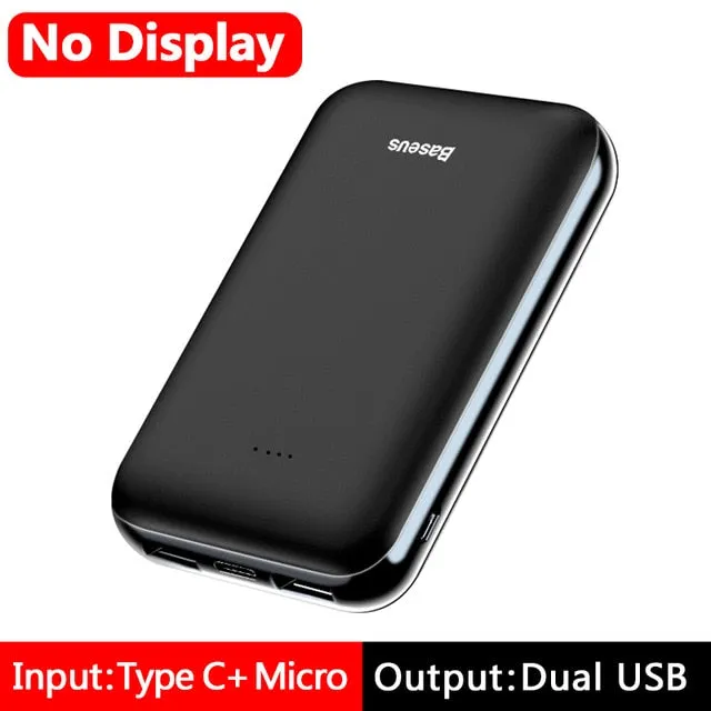 Baseus 10000mAh Mini Power Bank Portable Type C PD Charger 10000 mAh Powerbank For iPhone Xiaomi Mi 9 External Battery Poverbank