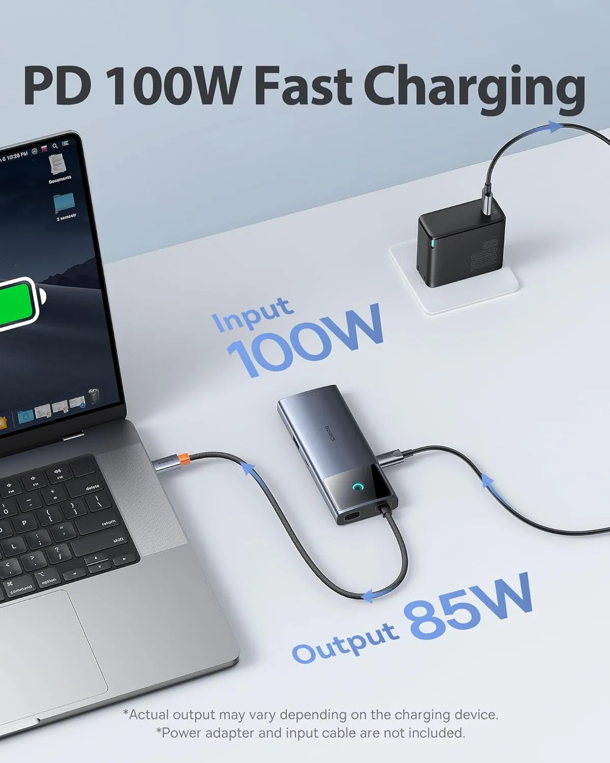 Baseus 10Gbps USB C Hub, 3 USB A/C Data Ports, 4K@60Hz HDMI, Gigabit Ethernet, 100W PD, 6 in 1 USB C Docking Station Compatible for iPhone 15/Dell/HP/Mac/iPad/Microsoft/Steam Deck