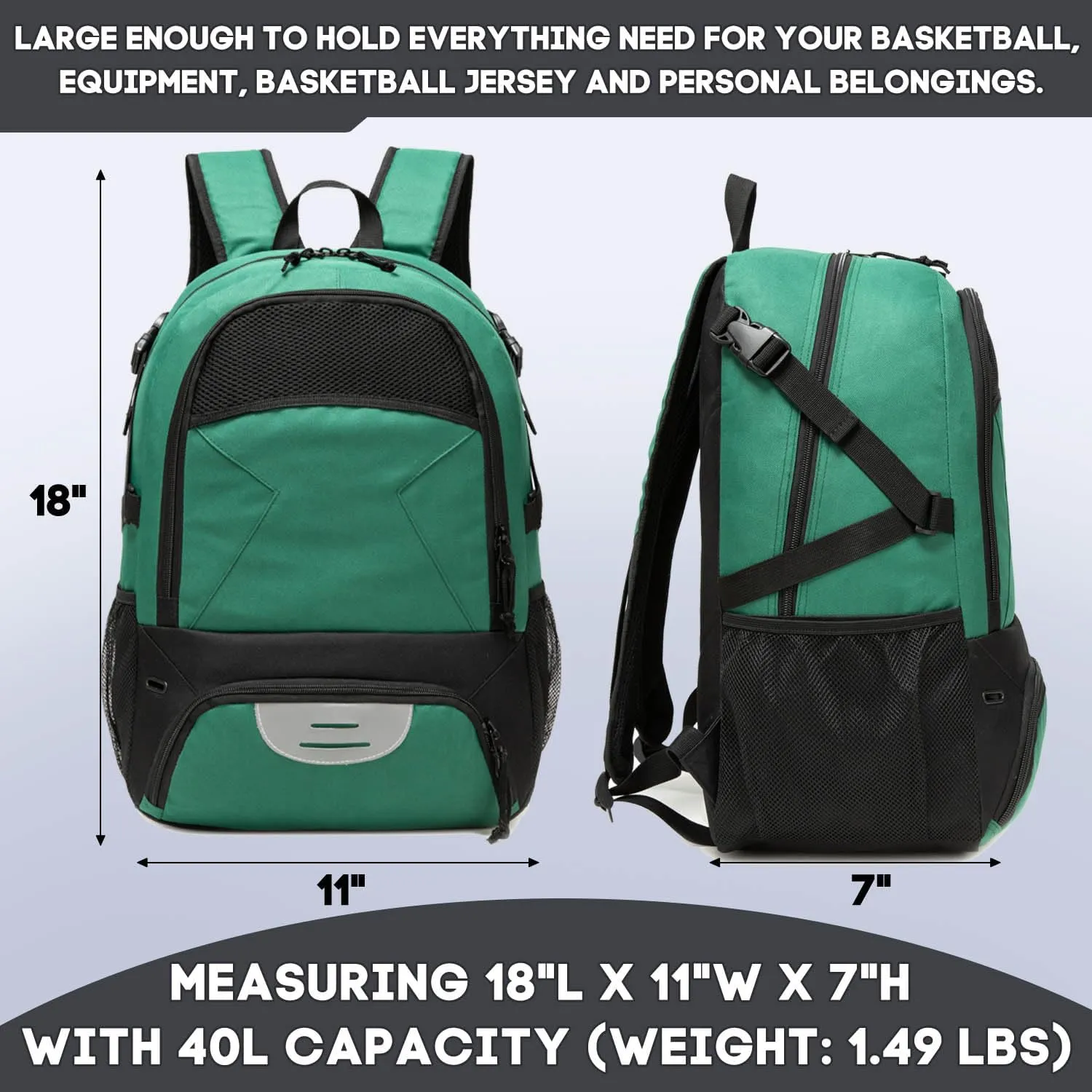 Basketball Bag Backpack, Large Capacity Sports Equipment Bags for Basketball, Soccer, and Volleyball.