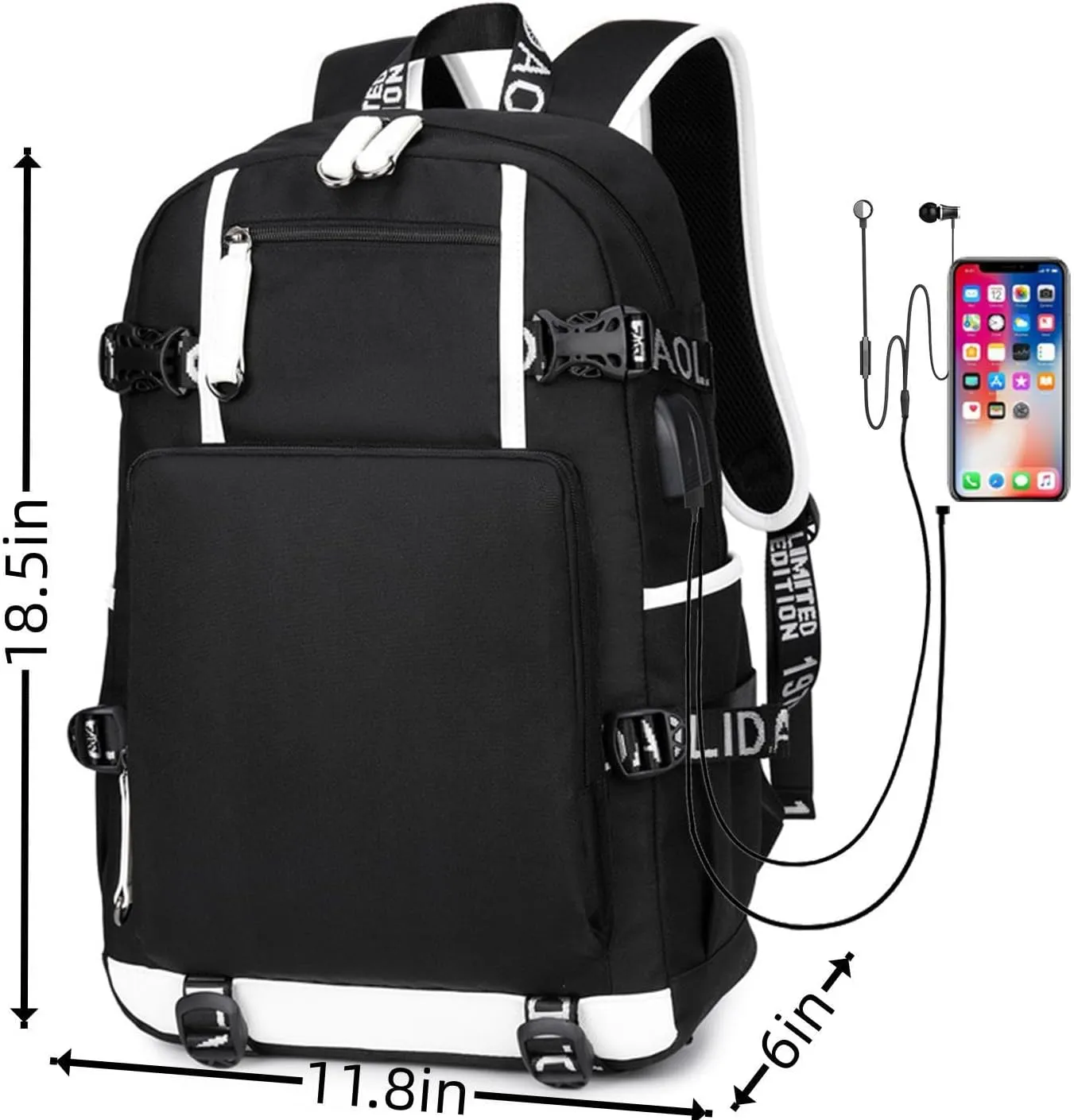 Basketball Player 23 Student School Bag, Laptop Backpack, Ultra-Light Travel Bag, For Men And Women (Black4)