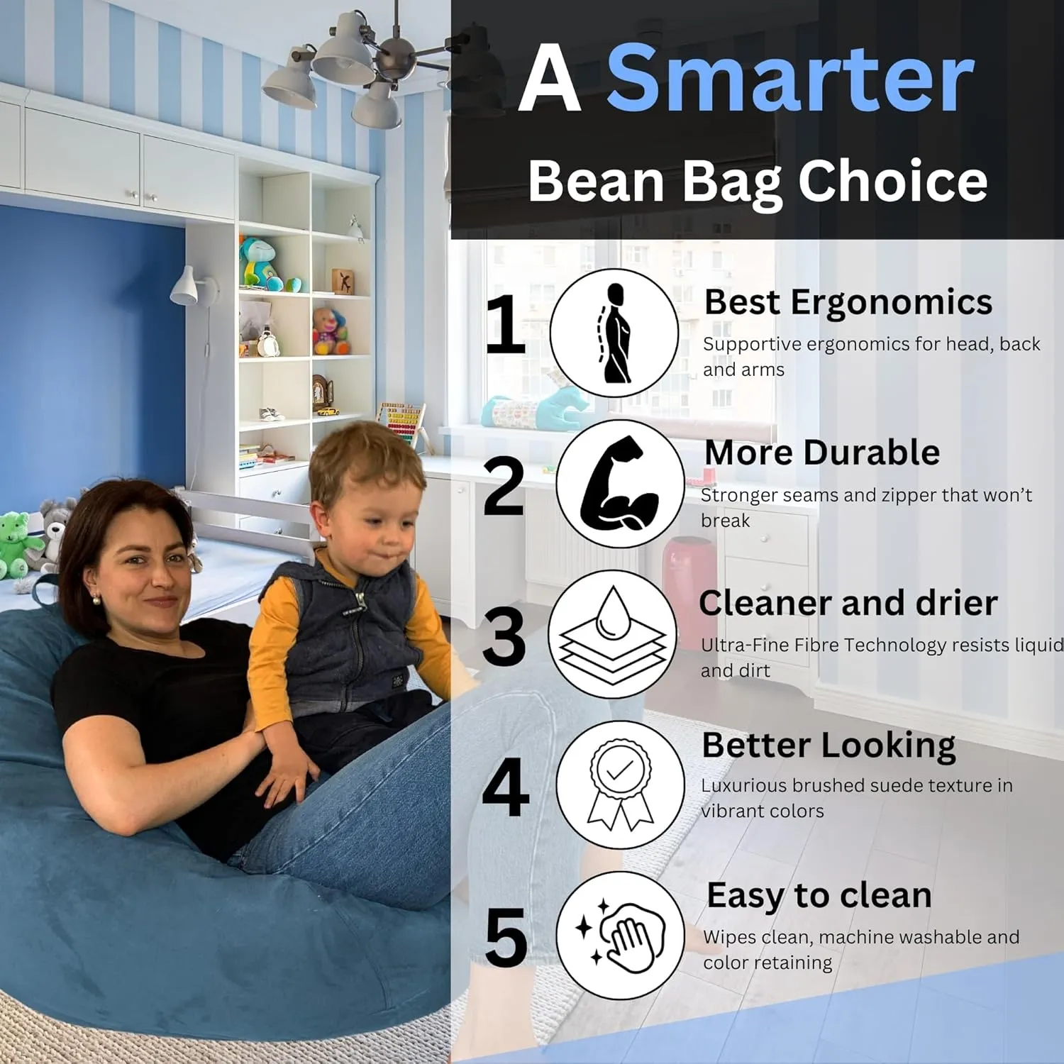 Bean Bag Chair Cover 3.5 ft (No Filler) | XL Stuffed Animal Storage | Double Stitched | Long Durable Zipper | Premium Microsuede