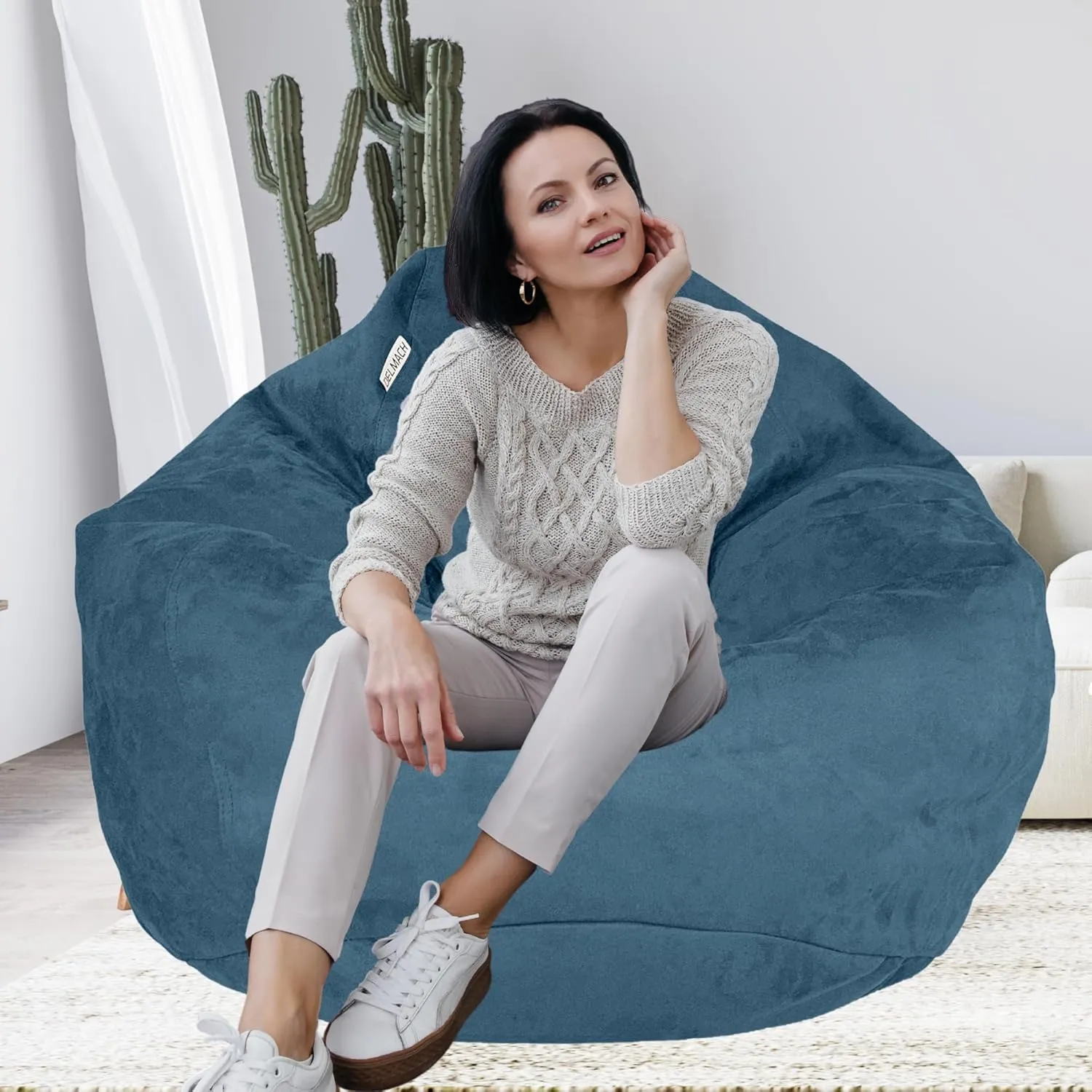 Bean Bag Chair Cover 3.5 ft (No Filler) | XL Stuffed Animal Storage | Double Stitched | Long Durable Zipper | Premium Microsuede