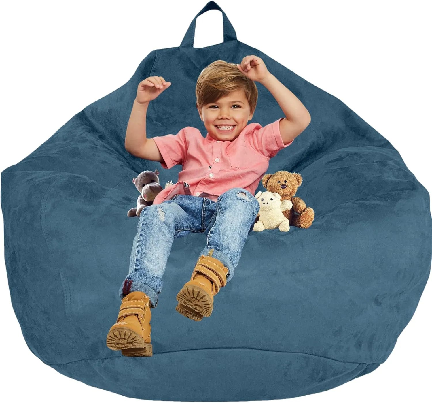 Bean Bag Chair Cover 3.5 ft (No Filler) | XL Stuffed Animal Storage | Double Stitched | Long Durable Zipper | Premium Microsuede