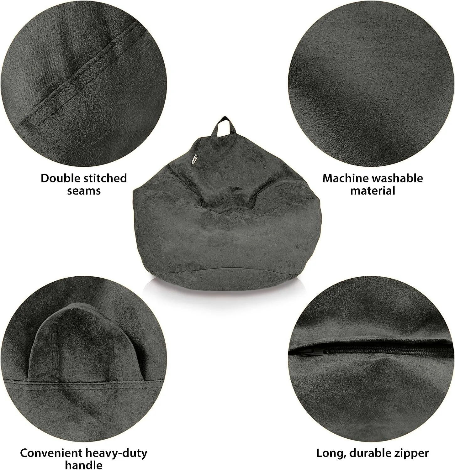 Bean Bag Stuffed Animal Storage Or Cover | No Filler | Extra Large | for Adults Or Kids | Double Stitched | Durable Zipper | Premium Microsuede