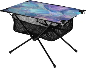 Beautiful Baroque Texture Portable Folding Camping Table, Compact Lightweight Beach Table with Carrying Bag for Outdoor Picnics, BBQs, Camp