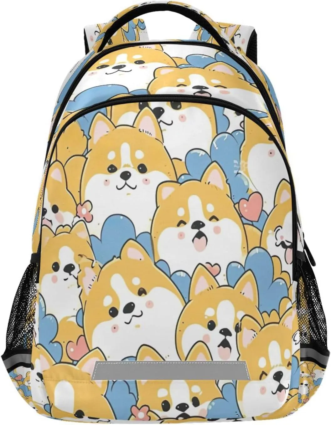 Beautiful Cartoon Corgi Design Waterproof Backpack - Casual Outdoor Sports Daypack with Ergonomic Shoulder Straps#284