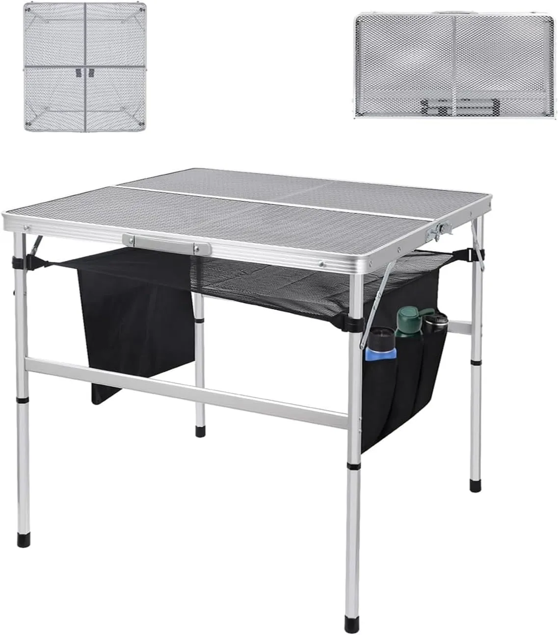 Bed Bath & Beyond Folding Square Table Grill Table Camping Folding Table Fold in Half Table with Carry Handle and Storage for BBQ