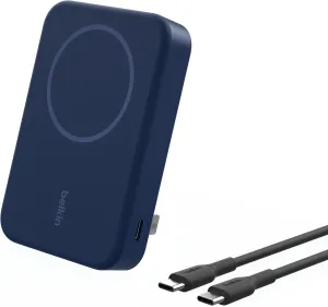 Belkin Portable Charger, Wireless Power Bank 10,000mAh w/ Qi2, MagSafe Compatible   Built-in Pop-up Kickstand - Compatible w/iPhone 16, 15, 14, Plus, Pro, Pro Max, and More - Blue