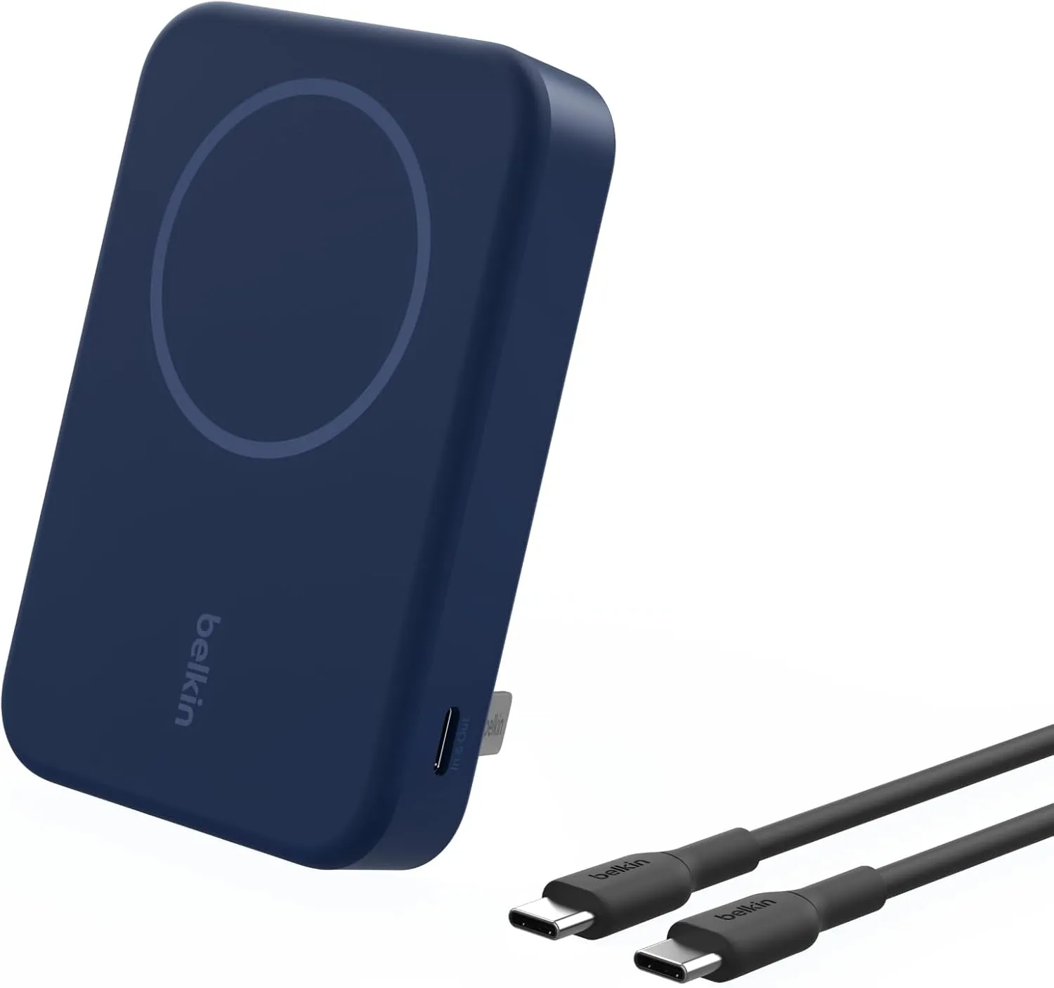 Belkin Portable Charger, Wireless Power Bank 10,000mAh w/ Qi2, MagSafe Compatible   Built-in Pop-up Kickstand - Compatible w/iPhone 16, 15, 14, Plus, Pro, Pro Max, and More - Blue