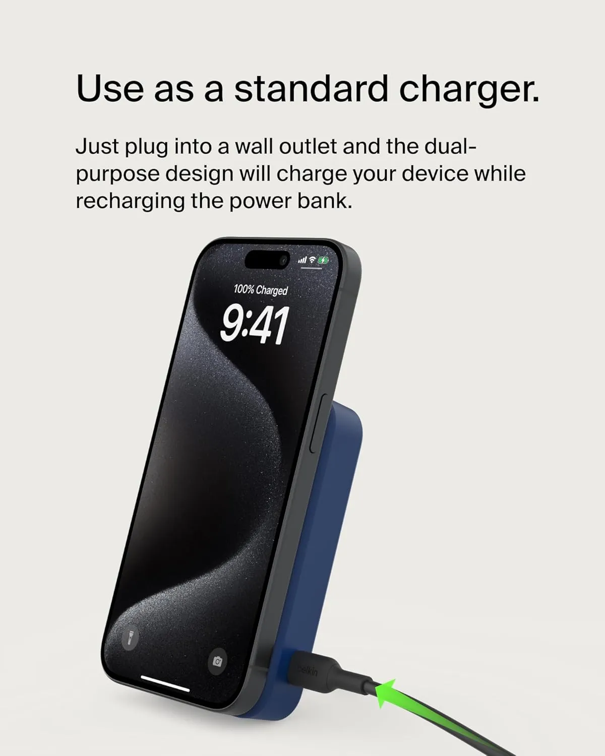 Belkin Portable Charger, Wireless Power Bank 10,000mAh w/ Qi2, MagSafe Compatible   Built-in Pop-up Kickstand - Compatible w/iPhone 16, 15, 14, Plus, Pro, Pro Max, and More - Blue