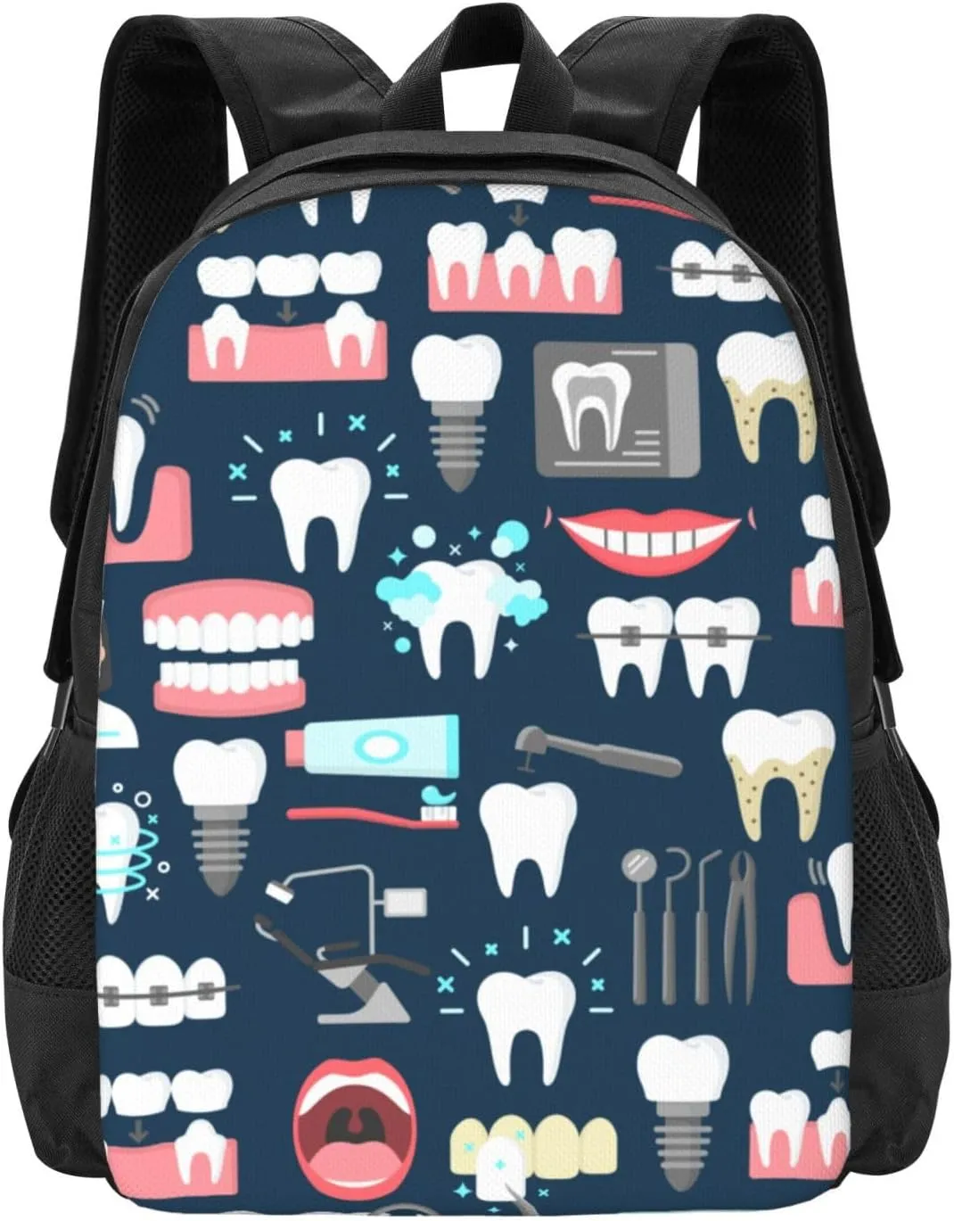 Big Capacity Rucksacks, for Teeth Dental Seamless Pattern Anti-Theft Multipurpose Bookbag with Shoulder Straps, Daypack Backpack, Camping Outdoor Backpack, Computer Bag