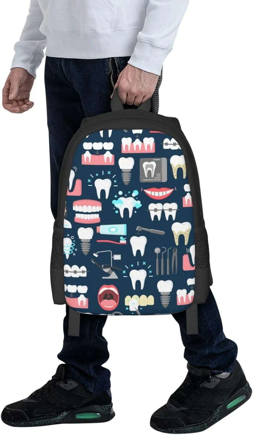 Big Capacity Rucksacks, for Teeth Dental Seamless Pattern Anti-Theft Multipurpose Bookbag with Shoulder Straps, Daypack Backpack, Camping Outdoor Backpack, Computer Bag