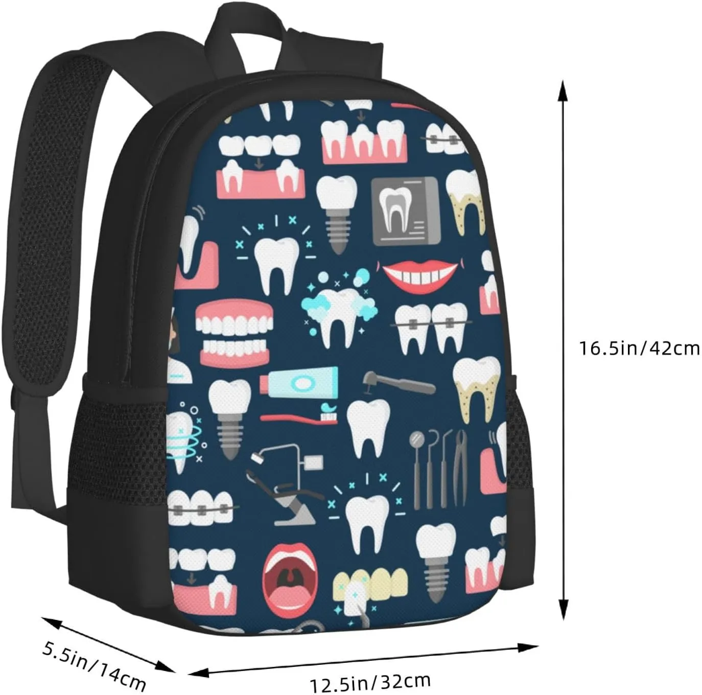Big Capacity Rucksacks, for Teeth Dental Seamless Pattern Anti-Theft Multipurpose Bookbag with Shoulder Straps, Daypack Backpack, Camping Outdoor Backpack, Computer Bag