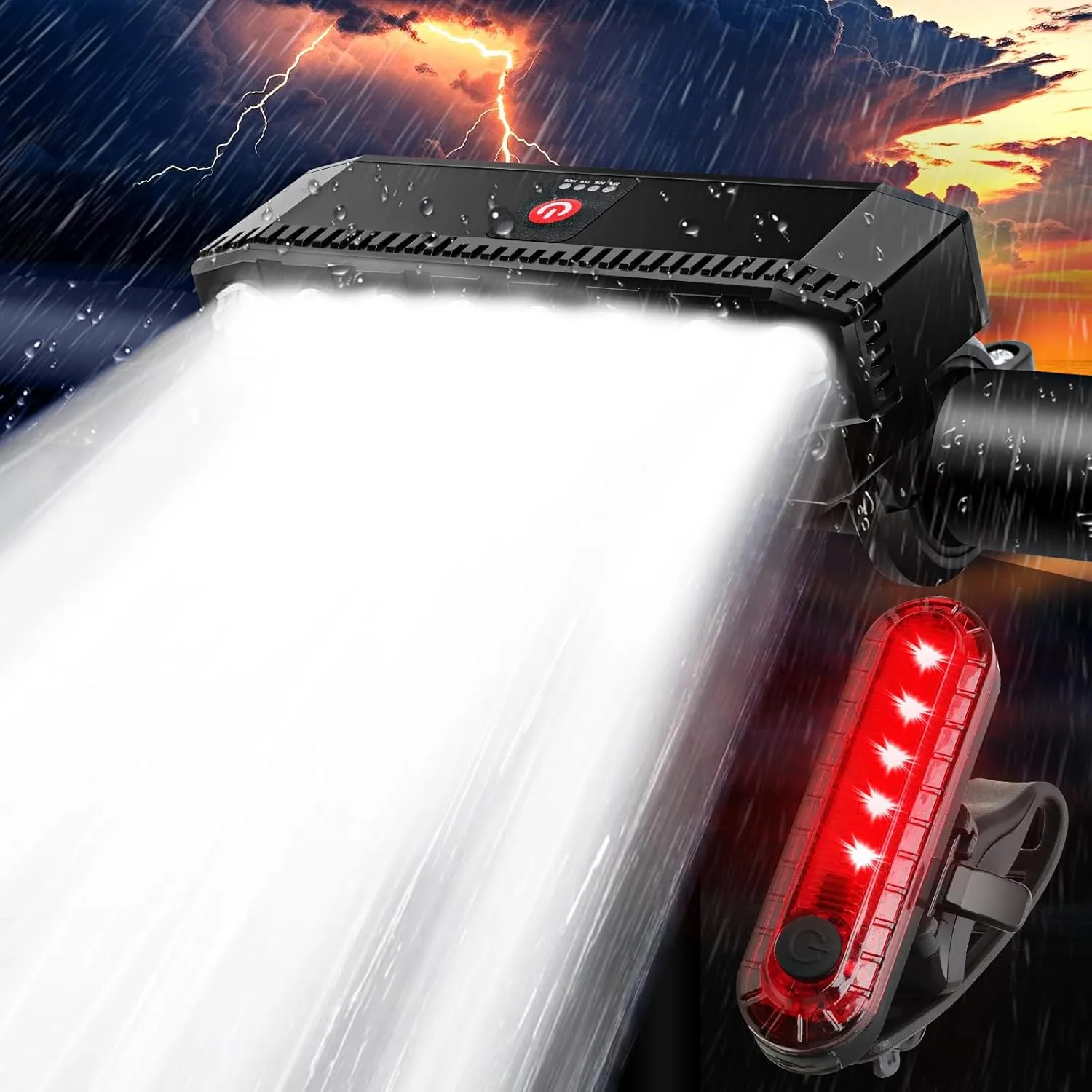 Bike Lights 9500 Lumens Super Bright Bike Lights for Night Riding 8LED 20 SMD Bicycle Light Runtime 36  Hrs Bike Headlight Waterproof USB Rechargeable Bike Lights Front and Back