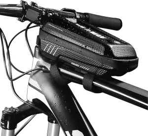 Bike Storage, Bike Frame Bag Rainproof Bike Top Tube Bag Bicycle Bag Cycling Frame Pack with Double Zipper Design, Black