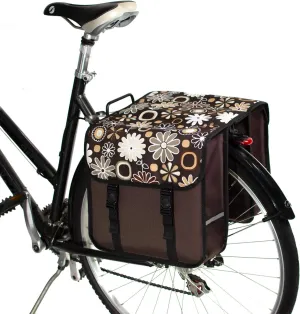 BikyBag Classic - Bike Double Bag, Stylish and Colorful Double Panniers (Brown Daisy)