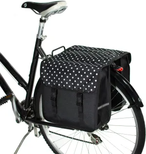 BikyBag Classic - Bike Double Bag, Stylish and Colorful Double Panniers (White Polka Dots)