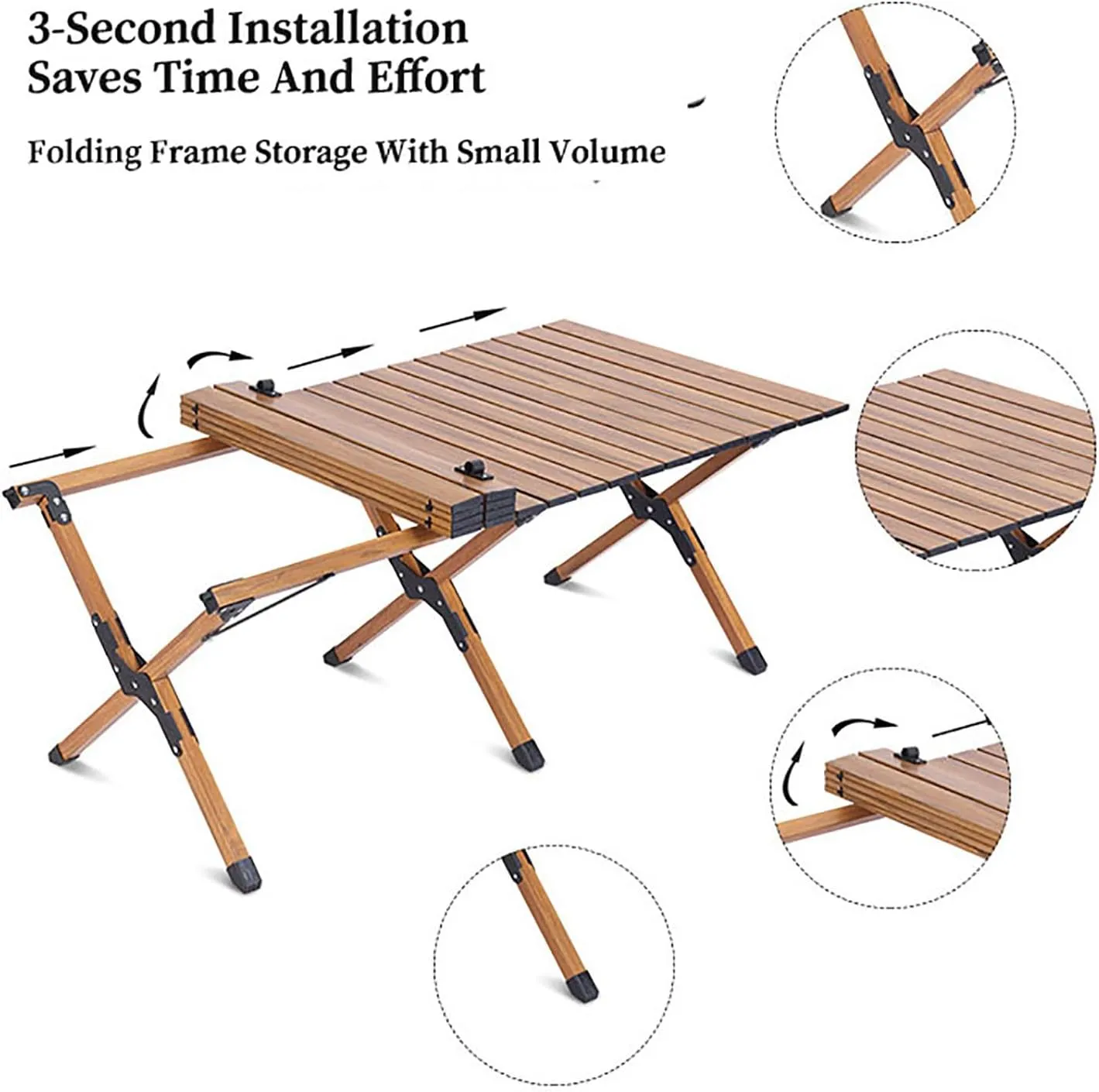 BK&MF Aluminum Portable Camping Table,Lightweight Outdoor Folding Table Compact Roll-up Grill Table with Carry Bag for BBQ, Party, Camping,A,116x60x45cm(46x24x18inch)