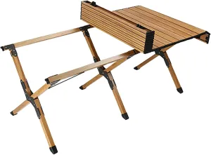 BK&MF Aluminum Portable Camping Table,Lightweight Outdoor Folding Table Compact Roll-up Grill Table with Carry Bag for BBQ, Party, Camping,A,116x60x45cm(46x24x18inch)