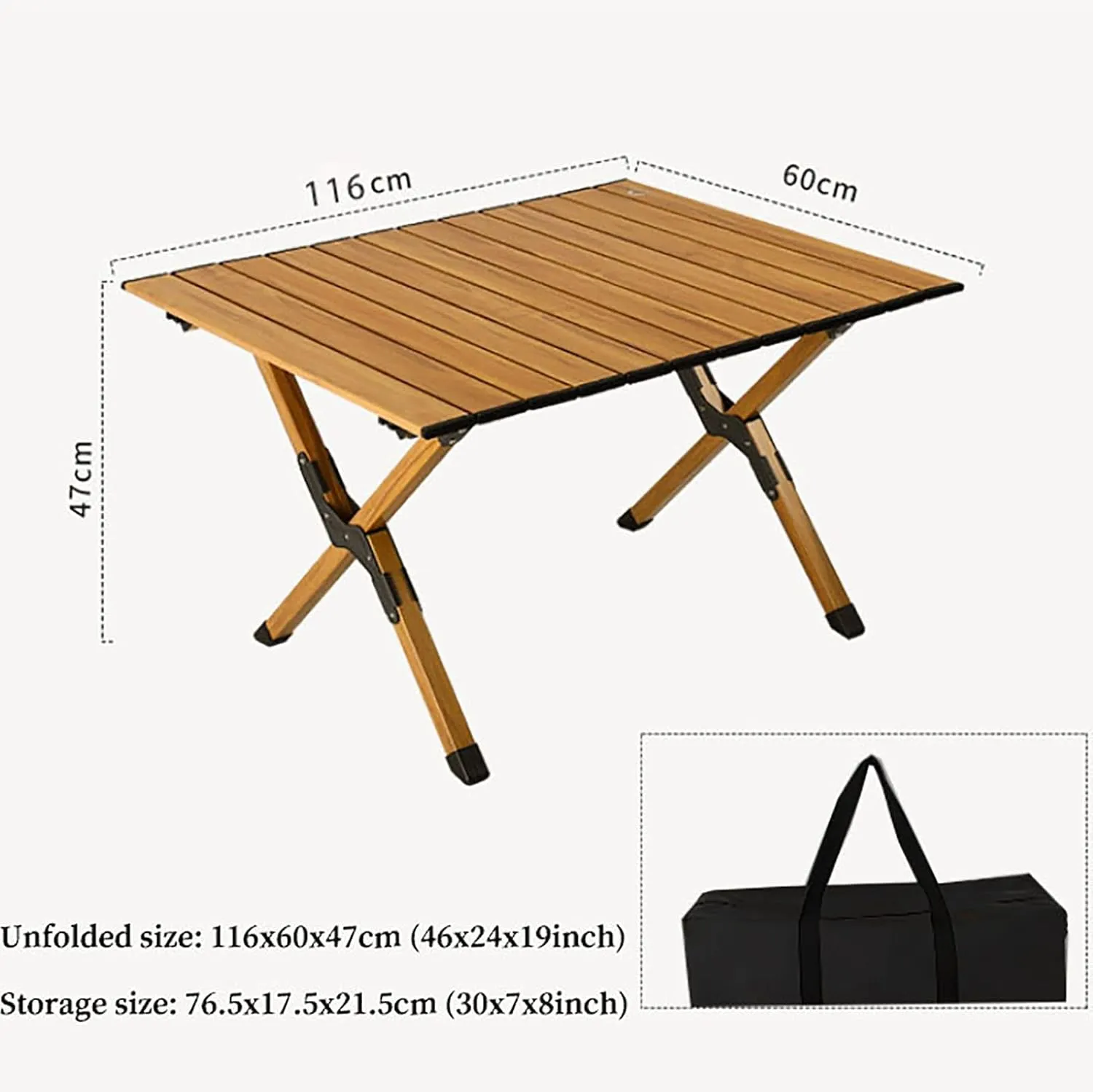 BK&MF Aluminum Portable Camping Table,Lightweight Outdoor Folding Table Compact Roll-up Grill Table with Carry Bag for BBQ, Party, Camping,A,116x60x45cm(46x24x18inch)
