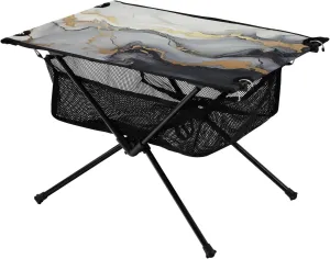 Black and Gold Marbled Pattern Portable Camping Table,Outdoor Folding Table,Beach Table,Suitable for Camping,Hiking,Picnic