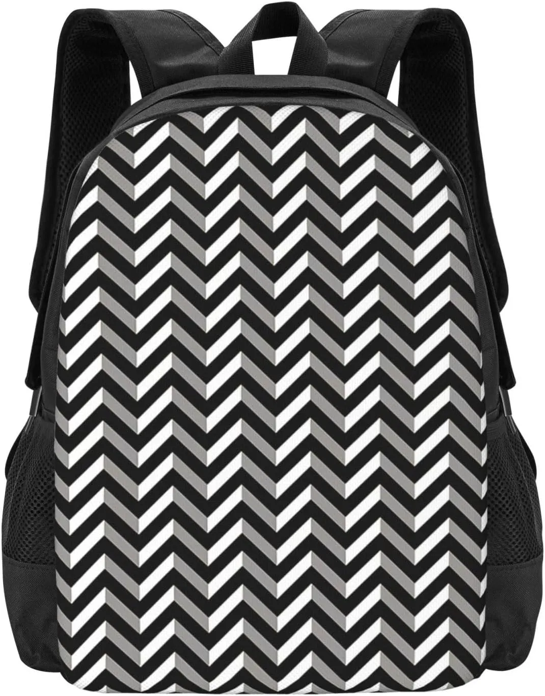 Black And White Chevrons Lightweight Packable Backpack Travel Casual Large Capacity Daypack Foldable Backpack For Men Women