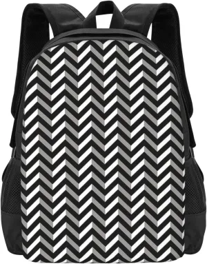 Black And White Chevrons Lightweight Packable Backpack Travel Casual Large Capacity Daypack Foldable Backpack For Men Women