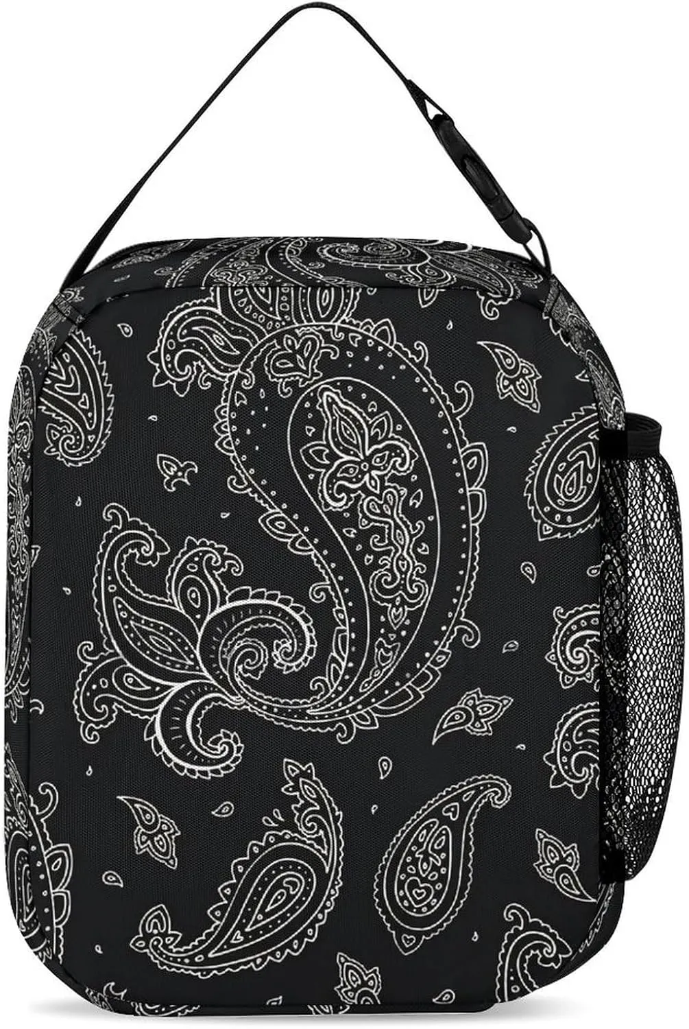 Black Paisley Pattern Large Capacity Portable Backpack Three Piece Set