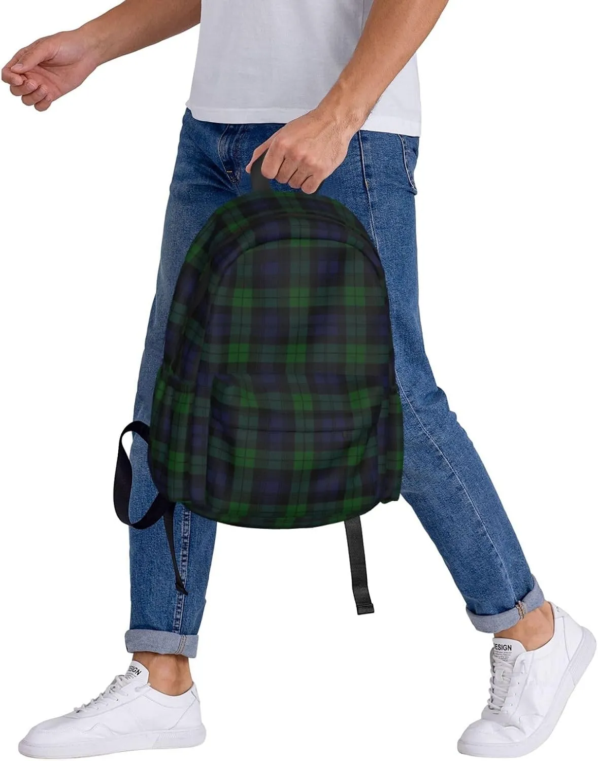 Black Watch Tartan Plaid Backpack Casual Laptop Backpack Large Capacity Double Shoulder Bag Travel Daypack For Women Men