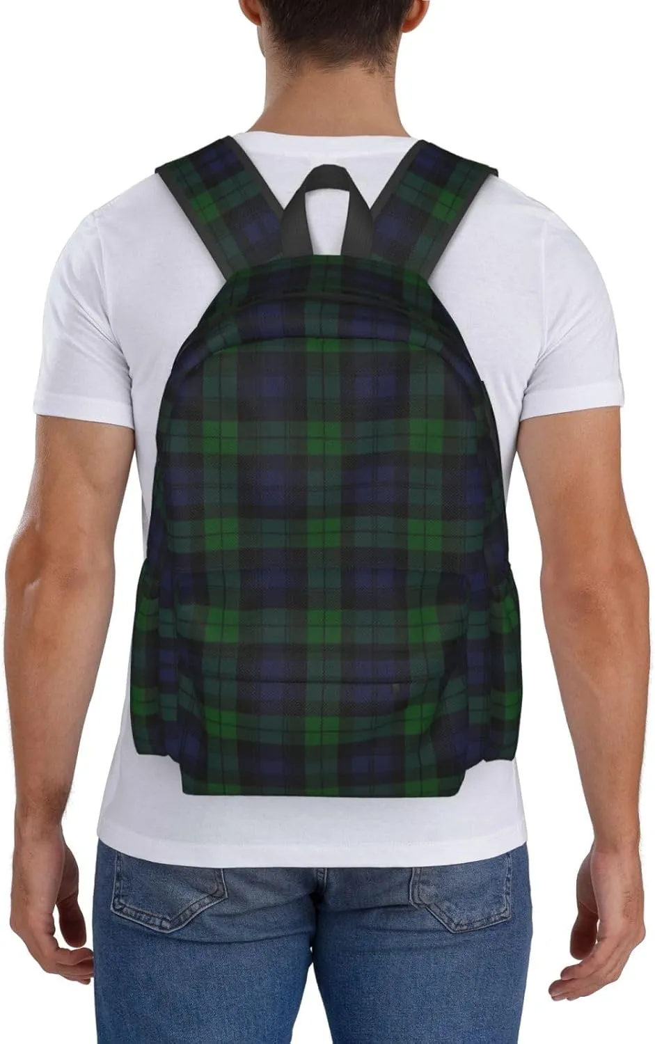 Black Watch Tartan Plaid Backpack Casual Laptop Backpack Large Capacity Double Shoulder Bag Travel Daypack For Women Men