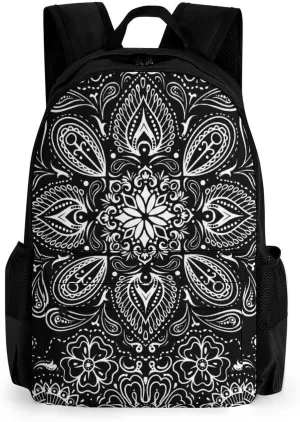 Black White Paisley A Large Capacity Backpack with Pockets, Suitable for Outdoor Use, Etc