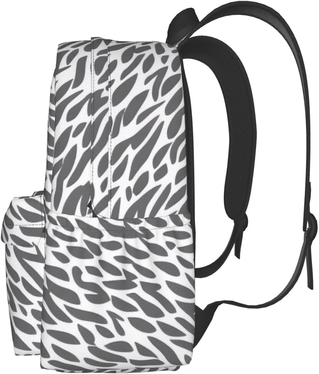 Black Zebra Print Pattern Backpack Print Shoulder Canvas Bag Travel Large Capacity Casual Daypack With Side Pockets