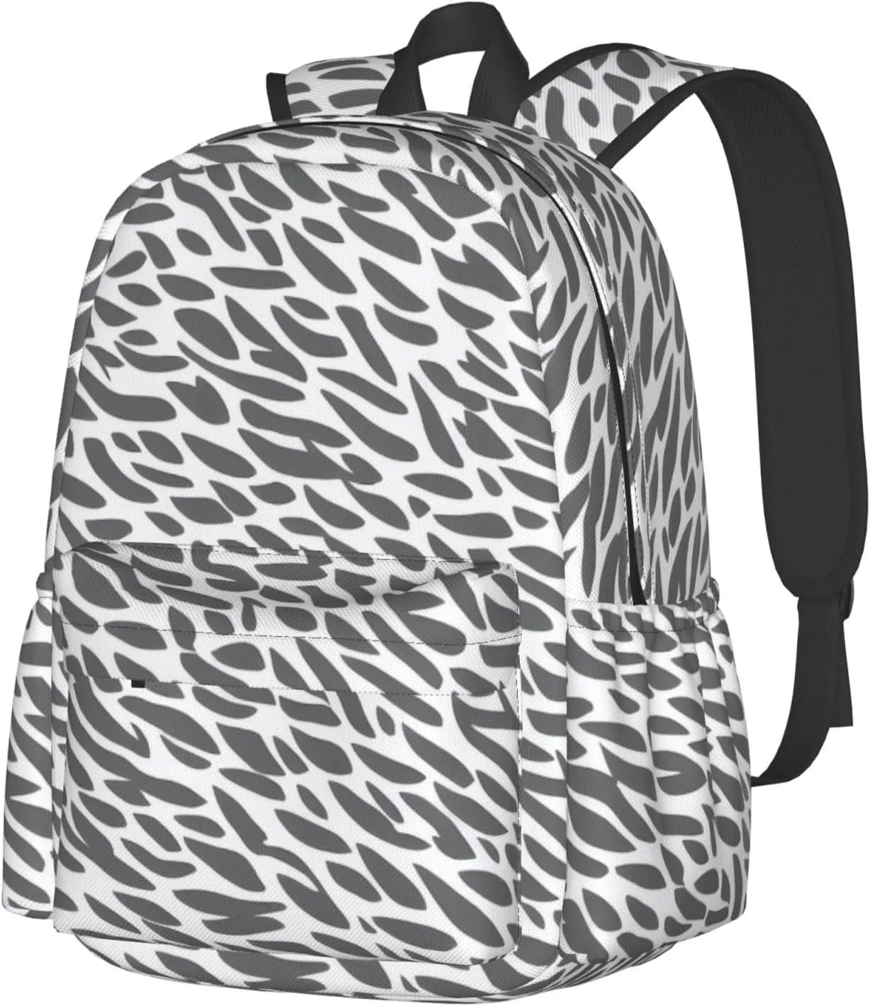 Black Zebra Print Pattern Backpack Print Shoulder Canvas Bag Travel Large Capacity Casual Daypack With Side Pockets