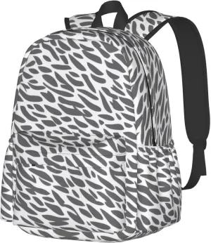 Black Zebra Print Pattern Backpack Print Shoulder Canvas Bag Travel Large Capacity Casual Daypack With Side Pockets