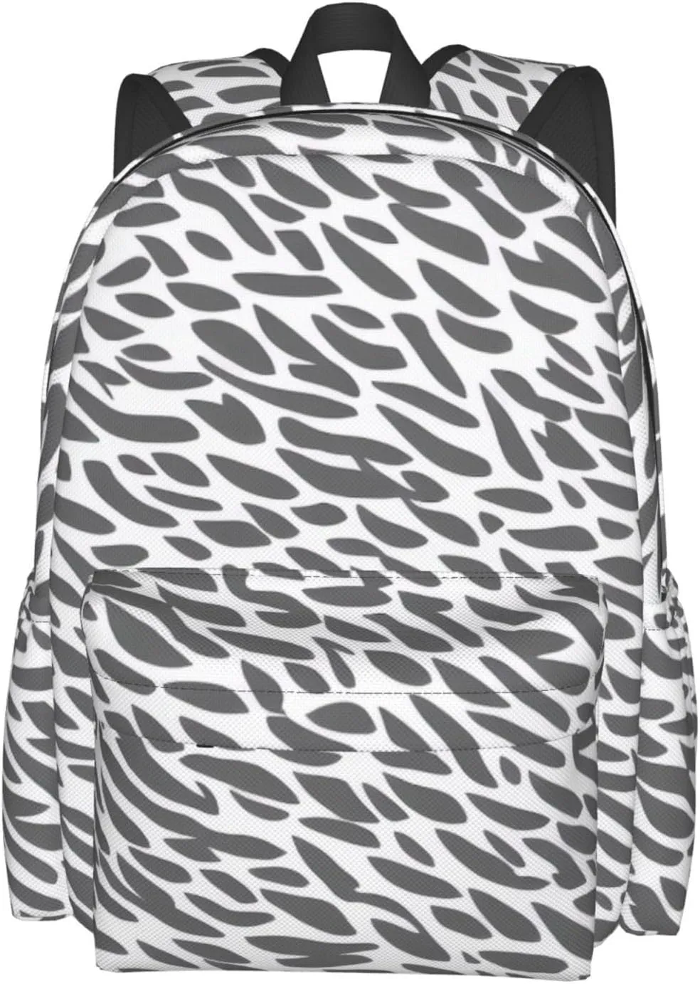 Black Zebra Print Pattern Backpack Print Shoulder Canvas Bag Travel Large Capacity Casual Daypack With Side Pockets