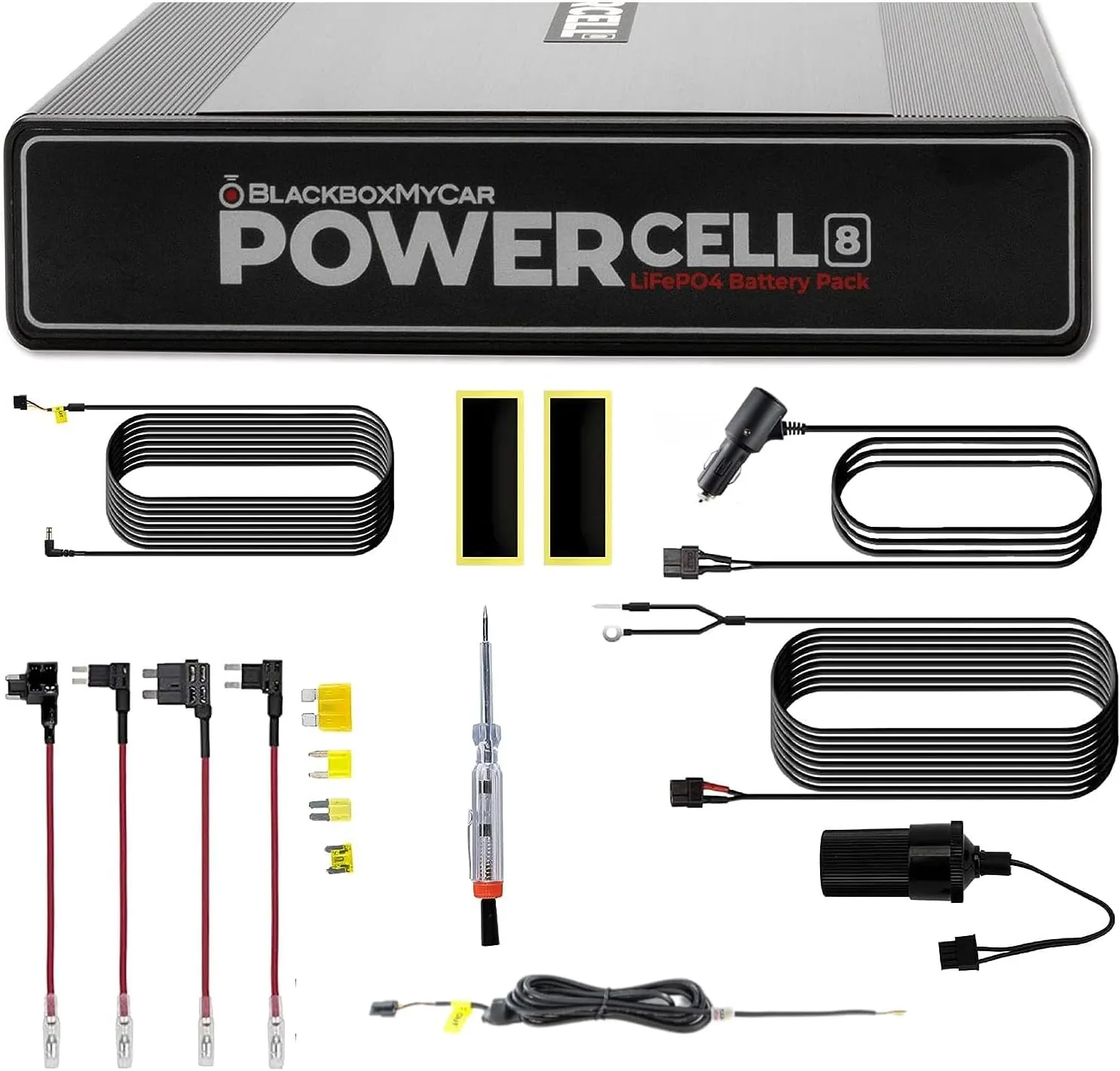 BlackboxMyCar PowerCell 8 Dash Cam Battery Pack (with Spliced Hardwiring Kit for Thinkware Dash Cams)