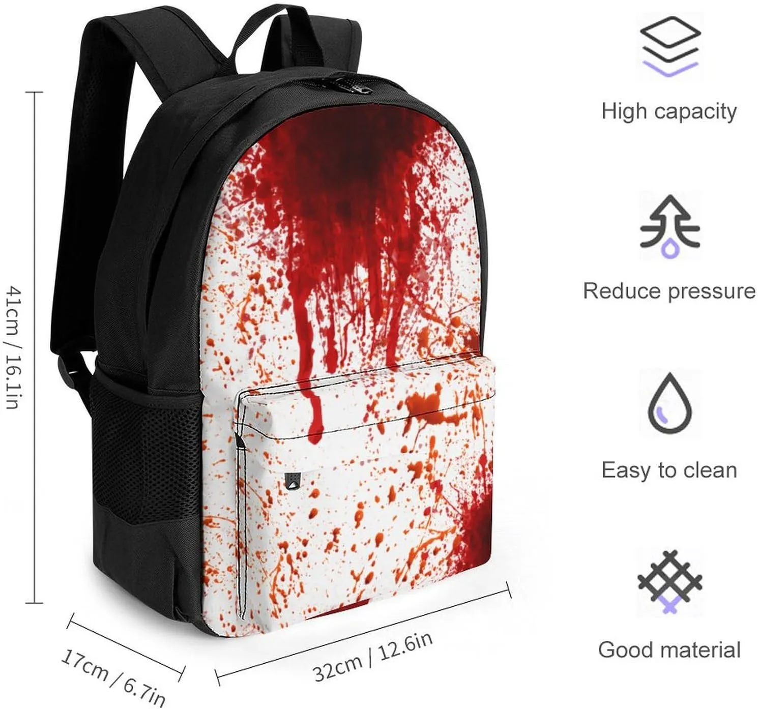 Blood Splatter Horror A Large Capacity Backpack with Pockets, Suitable for Outdoor Use, Etc