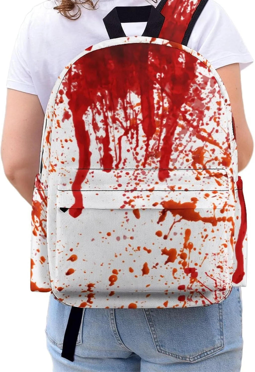 Blood Splatter Horror Classic And Stylish Large Capacity Portable Half Print Backpack
