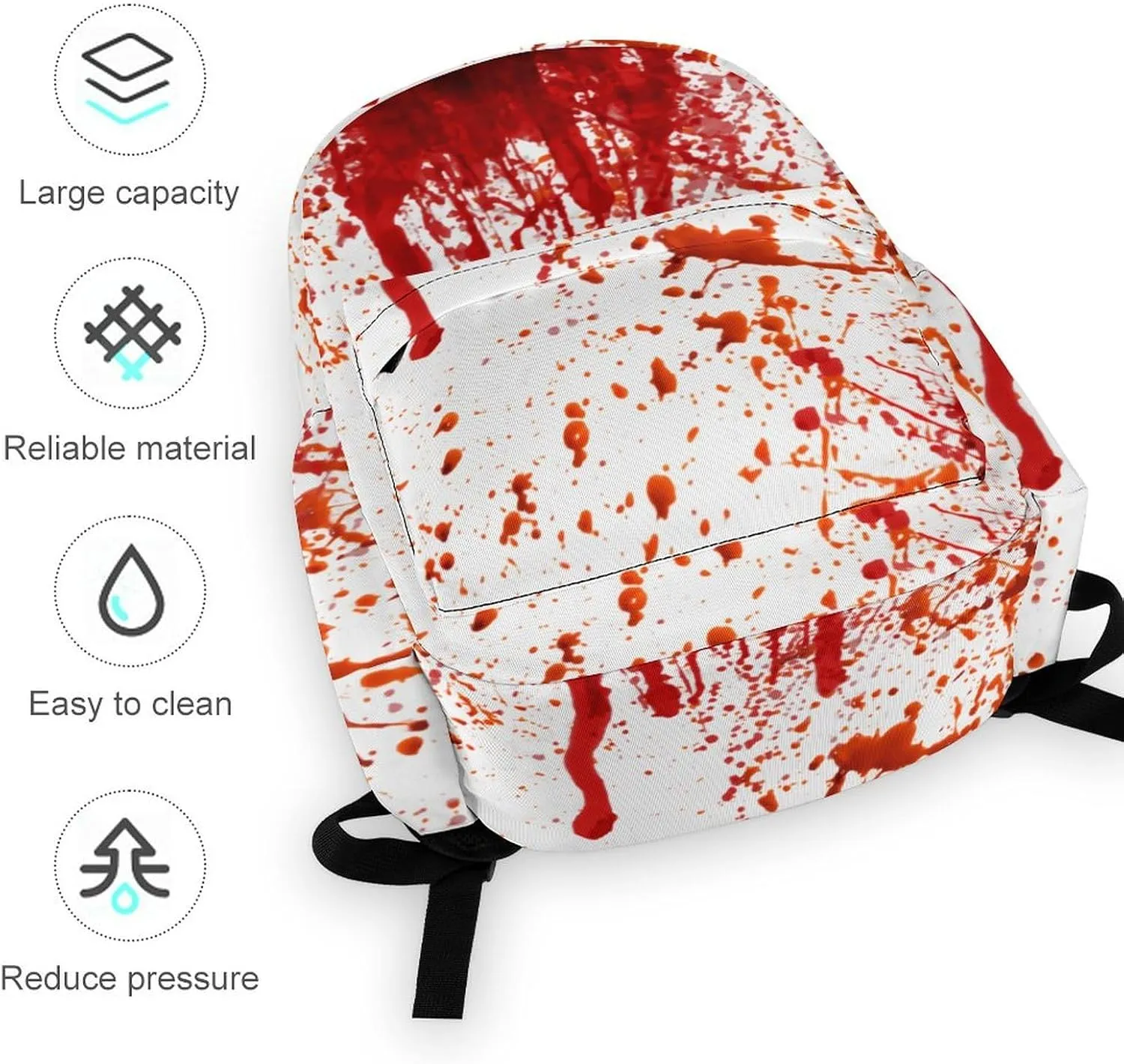 Blood Splatter Horror Classic And Stylish Large Capacity Portable Half Print Backpack