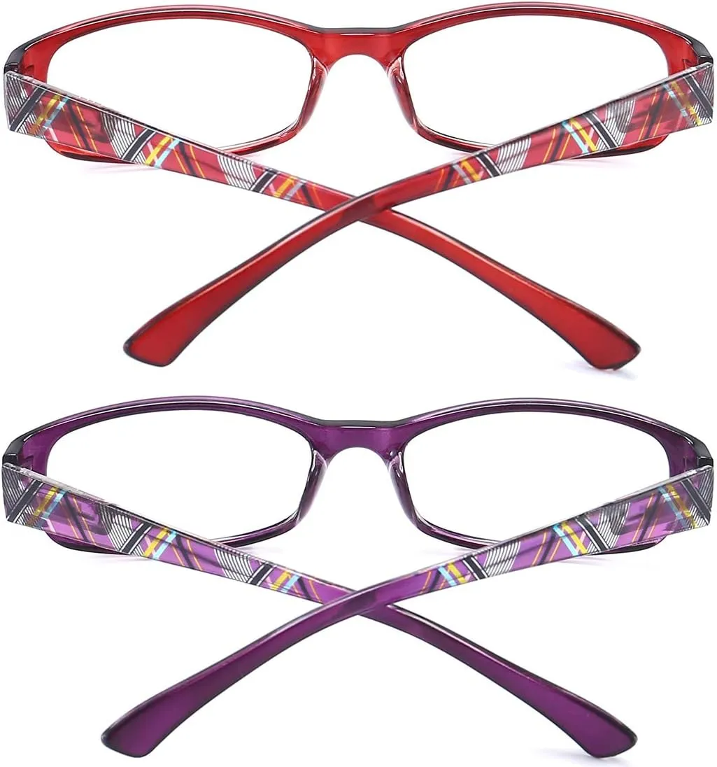Blue Light Blocking Glasses for Womens - 2 Pairs Lightweight Computer Eyeglass Anti-blue Glare Blue Screen Quality Glasses