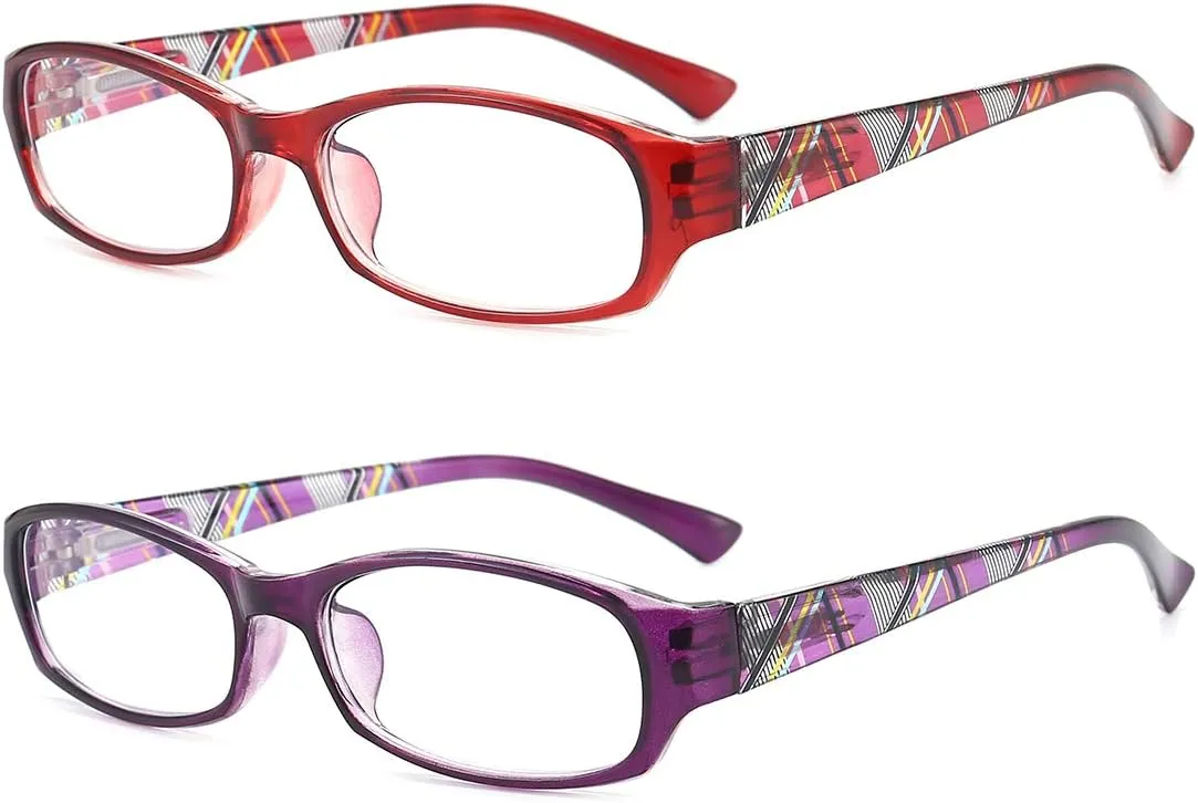 Blue Light Blocking Glasses for Womens - 2 Pairs Lightweight Computer Eyeglass Anti-blue Glare Blue Screen Quality Glasses