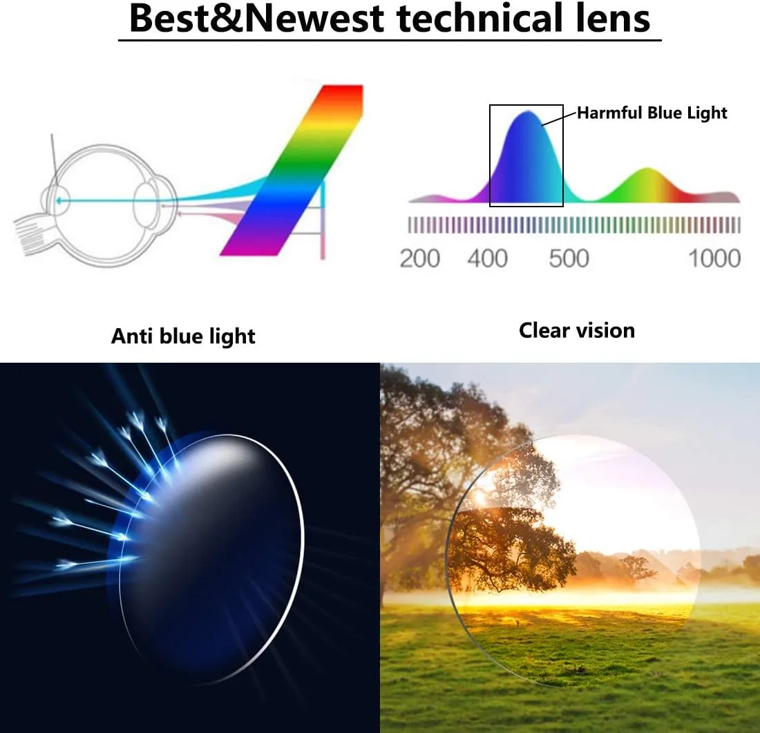 Blue Light Blocking Glasses for Womens - 2 Pairs Lightweight Computer Eyeglass Anti-blue Glare Blue Screen Quality Glasses