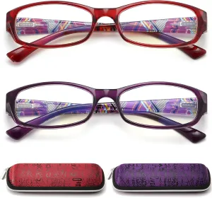 Blue Light Blocking Glasses for Womens - 2 Pairs Lightweight Computer Eyeglass Anti-blue Glare Blue Screen Quality Glasses