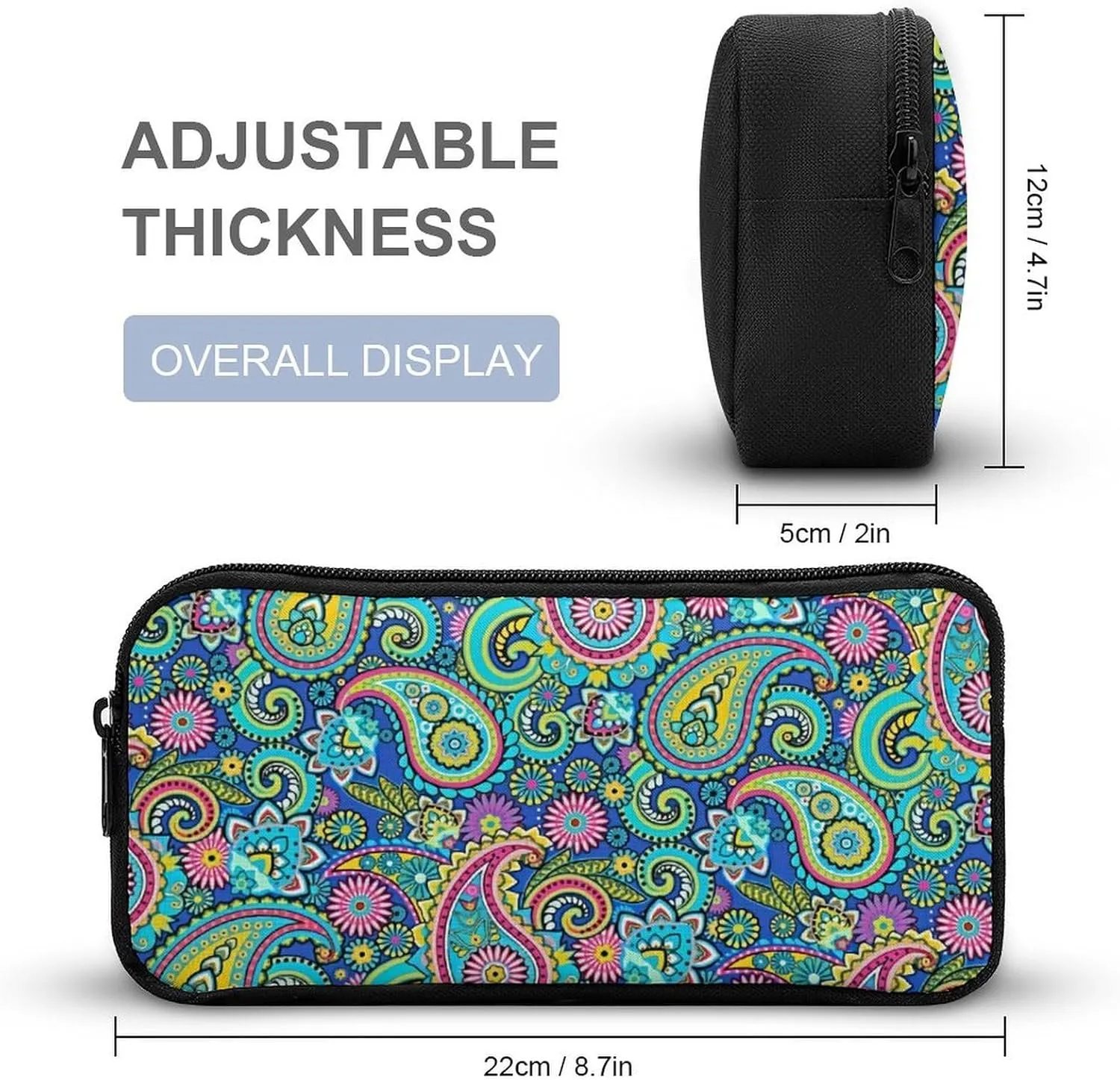 Blue Pink Paisley Large Capacity Portable Backpack Three Piece Set
