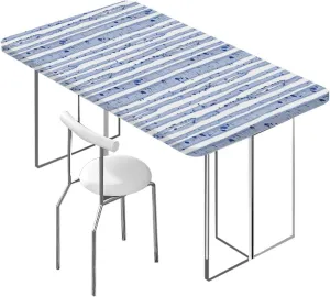Blue White Elastic Edge Fitted Table Cloth, Forest Seasonal Nature Woodland Leafless Waterproof Elastic Fitted Table Covers,Camping, Indoor, Outdoor Birch Tree Fits up 5 Foot Tables