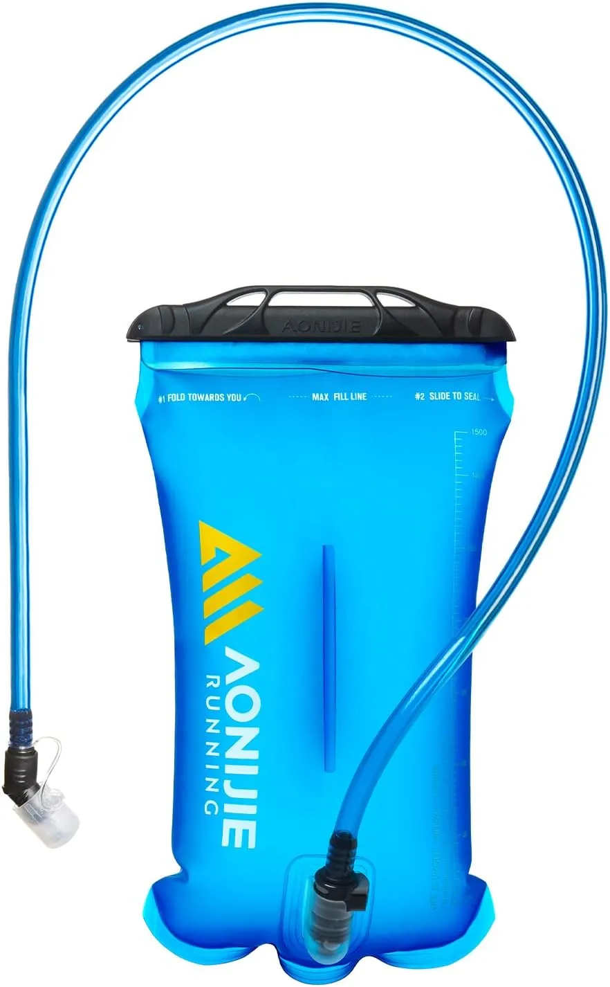 BlueField 1.5L 2L 3L Hydration Pack Water Reservoirs for Backpacks Hydration Bottle Soft Flask For Running Camping Hiking Bicycl (1.5L)