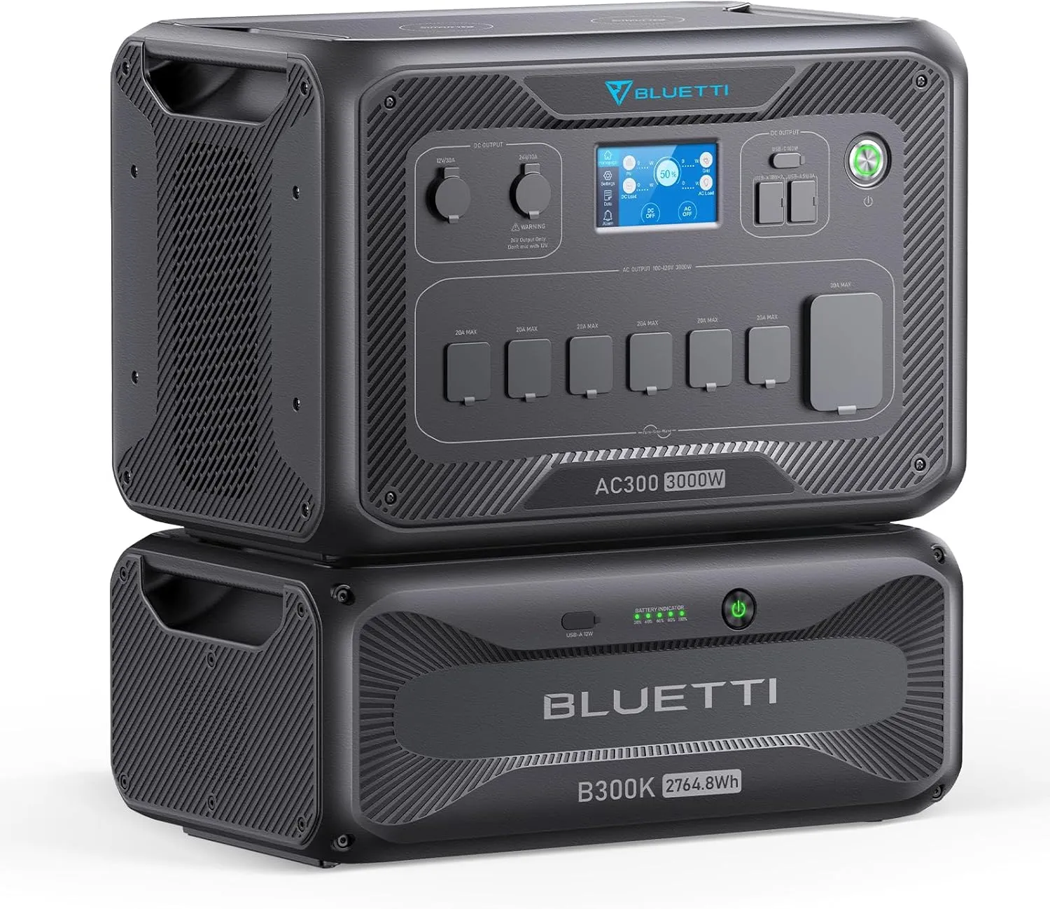 BLUETTI Solar Generator AC300 & B300K Expansion Battery, 2,764.8Wh LiFePO4 Portable Power Station w/ 7 3,000W AC Outlets (6,000W Peak), Work with Alexa, Modular Home Battery Backup for Emergency