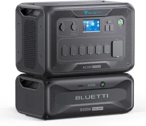BLUETTI Solar Generator AC300 & B300K Expansion Battery, 2,764.8Wh LiFePO4 Portable Power Station w/ 7 3,000W AC Outlets (6,000W Peak), Work with Alexa, Modular Home Battery Backup for Emergency