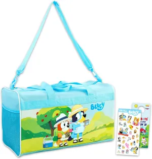Bluey Duffle Bag Set For Kids - Bundle With Bluey Luggage Carry On Suitcase Bag, Stickers, and More | Children Travel Activity Set for Boys, Girls